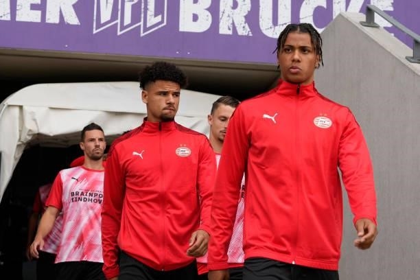 Armando Obispo of PSV, Fode Fofane of PSV during the Club Friendly match between VFL Osnabruck v PSV at the Bremer Brucke on July 10, 2021 in...