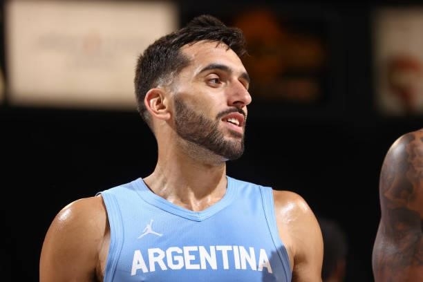 Facundo Campazzo of the Argentina Men's National Team looks on during the game against the Nigeria Men's National Team on July 12, 2021 at Michelob...