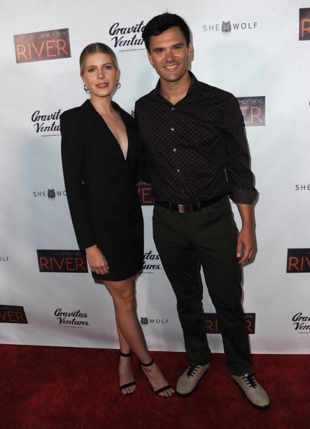 Victoria Jacobsen and Kash Hovey attend the Premiere Of "River