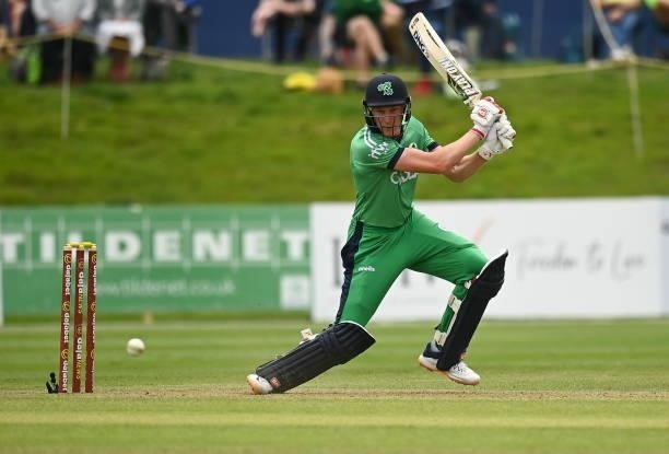 Dublin , Ireland - 13 July 2021; Harry Tector of Ireland bats during the 2nd Dafanews Cup Series One Day International match between Ireland and...