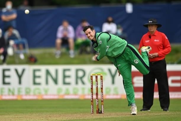 Dublin , Ireland - 13 July 2021; George Dockrell of Ireland during the 2nd Dafanews Cup Series One Day International match between Ireland and South...