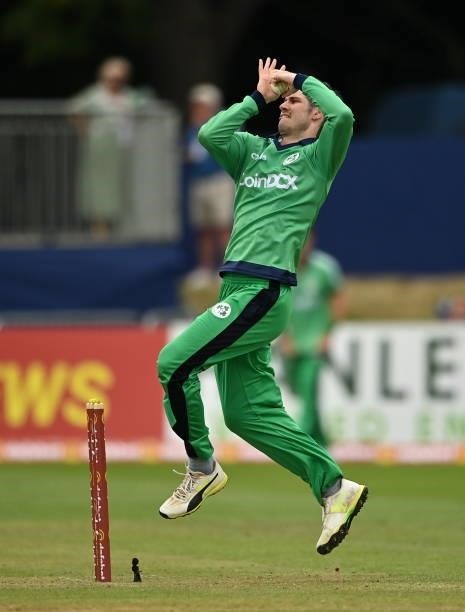 Dublin , Ireland - 13 July 2021; George Dockrell of Ireland during the 2nd Dafanews Cup Series One Day International match between Ireland and South...