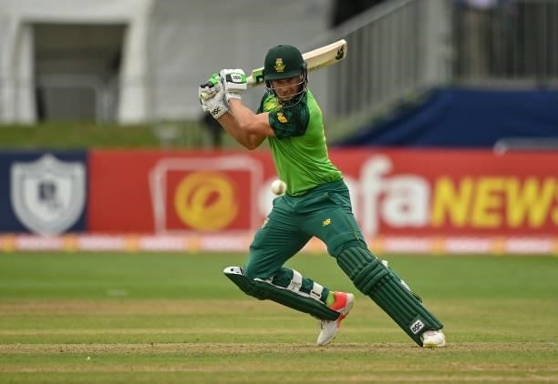 Dublin , Ireland - 13 July 2021; David Miller of South Africa during the 2nd Dafanews Cup Series One Day International match between Ireland and...