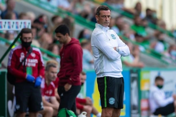 Hibernian manager Jack Ross during a pre-season friendly between Hibernian and Arsenal at Easter Road, on July 13 in Edinburgh, Scotland