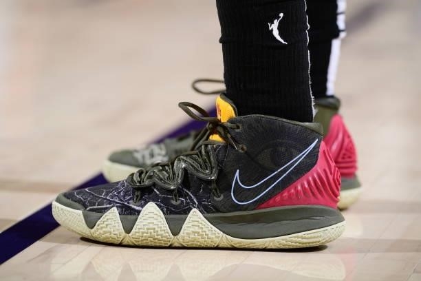 The sneakers of Brianna Turner of the Phoenix Mercury during the game against the Seattle Storm on July 9, 2021 at Phoenix Suns Arena in Phoenix,...