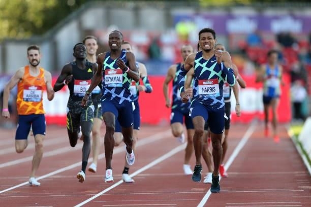 Isaiah Harris of The USA on his way to winning the final of the men's 800m during the Muller British Grand Prix, part of the Wanda Diamond League at...