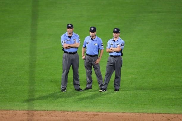 Officials wait during the 91st MLB All-Star Game presented by Mastercard at Coors Field on Tuesday, July 13, 2021 in Denver, Colorado.