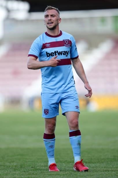 Jarrod Bowen of West Ham United during the Pre-season friendly between Northampton Town and West Ham United at Sixfields on July 13, 2021 in...