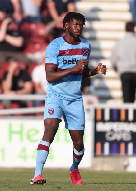 Ajibola Alese of West Ham United during the Pre-season friendly between Northampton Town and West Ham United at Sixfields on July 13, 2021 in...