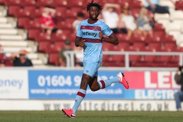 Ajibola Alese of West Ham United during the Pre-season friendly between Northampton Town and West Ham United at Sixfields on July 13, 2021 in...