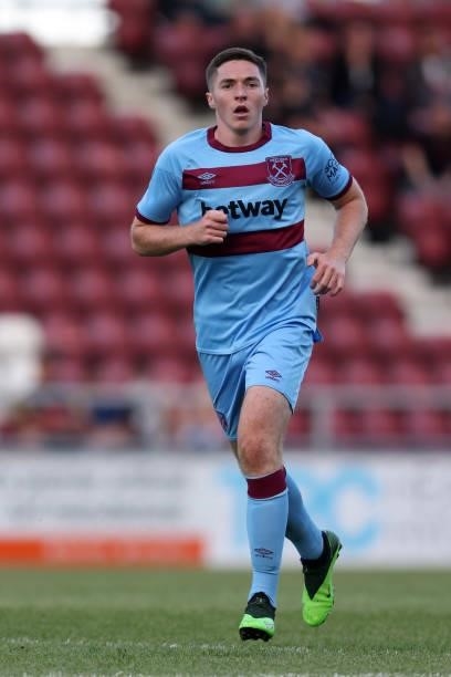 Conor Coventry of West Ham United during the Pre-season friendly between Northampton Town and West Ham United at Sixfields on July 13, 2021 in...