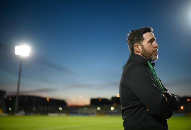 Dublin , Ireland - 13 July 2021; Shamrock Rovers manager Stephen Bradley speaks to media following the UEFA Champions League first qualifying round...