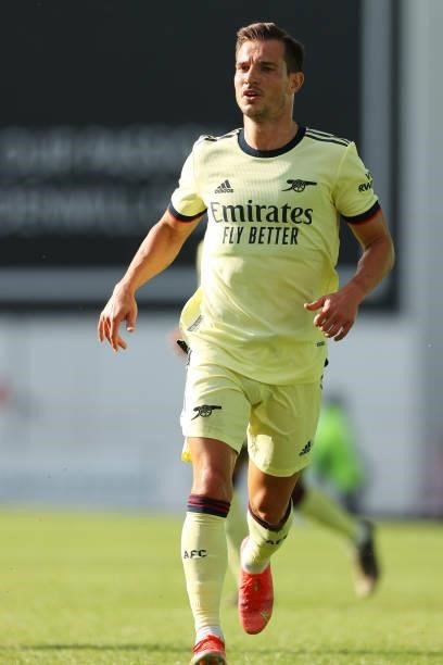 Cedric Soares of Arsenal during a pre-season friendly between Hibernian and Arsenal at Easter Road on July 13, 2021 in Edinburgh, Scotland.
