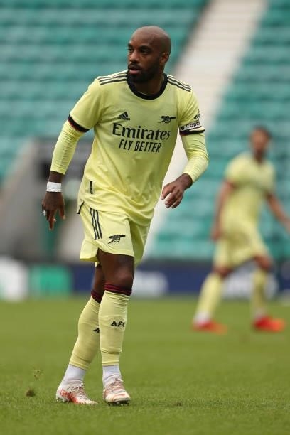 Alexandre Lacazette of Arsenal during the Pre-Season Friendly between Hibernian and Arsenal at Easter Road on July 13, 2021 in Edinburgh, Scotland.