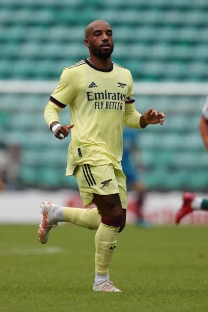Alexandre Lacazette of Arsenal during the Pre-Season Friendly between Hibernian and Arsenal at Easter Road on July 13, 2021 in Edinburgh, Scotland.