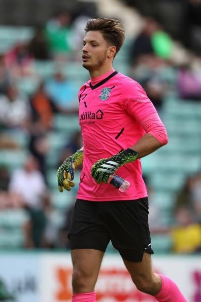 Kevin Dabrowski of Hibernian during the Pre-Season Friendly between Hibernian and Arsenal at Easter Road on July 13, 2021 in Edinburgh, Scotland.