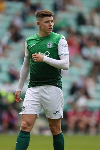 Kevin Nisbet of Hibernian during the Pre-Season Friendly between Hibernian and Arsenal at Easter Road on July 13, 2021 in Edinburgh, Scotland.