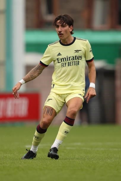 Hector Bellerin of Arsenal during the Pre-Season Friendly between Hibernian and Arsenal at Easter Road on July 13, 2021 in Edinburgh, Scotland.