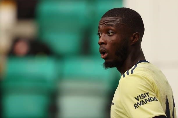 Nicolas Pepe of Arsenal during the Pre-Season Friendly between Hibernian and Arsenal at Easter Road on July 13, 2021 in Edinburgh, Scotland.