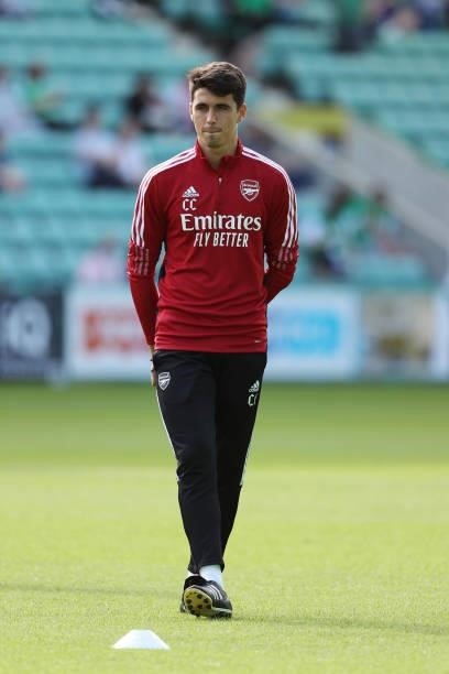 Assistant Coach Carlos Cuesta of Arsenal during the Pre-Season Friendly between Hibernian and Arsenal at Easter Road on July 13, 2021 in Edinburgh,...