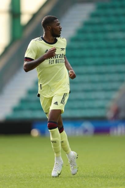 Ainsley Maitland-Niles of Arsenal during the Pre-Season Friendly between Hibernian and Arsenal at Easter Road on July 13, 2021 in Edinburgh, Scotland.