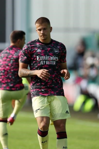 Harry Clarke of Arsenal during the Pre-Season Friendly between Hibernian and Arsenal at Easter Road on July 13, 2021 in Edinburgh, Scotland.