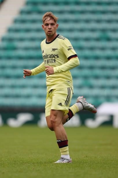 Emile Smith Rowe of Arsenal during the Pre-Season Friendly between Hibernian and Arsenal at Easter Road on July 13, 2021 in Edinburgh, Scotland.