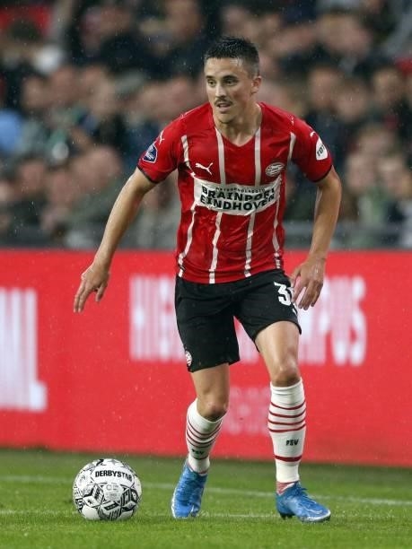 Ryan Thomas of PSV Eindhoven during the friendly match between PSV Eindhoven and PAOK FC at the Phillips stadium on July 14, 2021 in Eindhoven,...