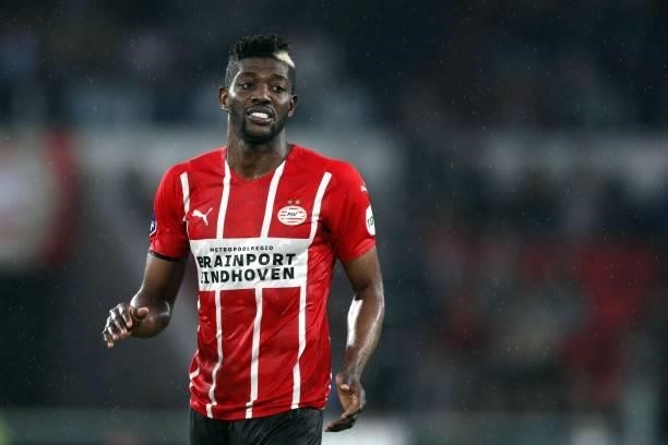 Ibrahim Sangare of PSV Eindhoven during the friendly match between PSV Eindhoven and PAOK FC at Phillips Stadium on July 14, 2021 in Eindhoven,...
