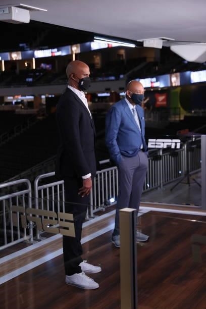 Reporters Richard Jefferson and Michael Wilbon analyze Game Four of the 2021 NBA Finals between the Milwaukee Bucks and the Phoenix Suns on July 14,...