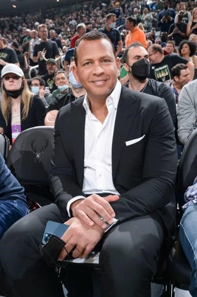 Legend, Alex Rodriguez poses for a photo before the game between the Phoenix Suns and Milwaukee Bucks during Game Four of the 2021 NBA Finals on July...