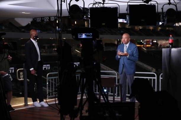 Reporters Richard Jefferson and Michael Wilbon analyze Game Four of the 2021 NBA Finals between the Milwaukee Bucks and the Phoenix Suns on July 14,...