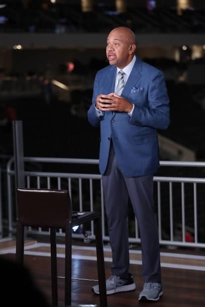 Reporter Michael Wilbon analyzes Game Four of the 2021 NBA Finals between the Milwaukee Bucks and the Phoenix Suns on July 14, 2021 at the Fiserv...