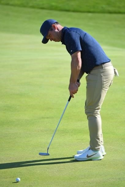 England's Paul Casey putts on the 6th green during his first round on day one of The 149th British Open Golf Championship at Royal St George's,...