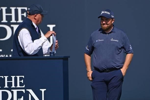 Ireland's Shane Lowry arrives on the 1st tee ahead of his first round on day one of The 149th British Open Golf Championship at Royal St George's,...
