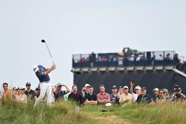 England's Lee Westwood plays from the 10th tee during his first round on day one of The 149th British Open Golf Championship at Royal St George's,...