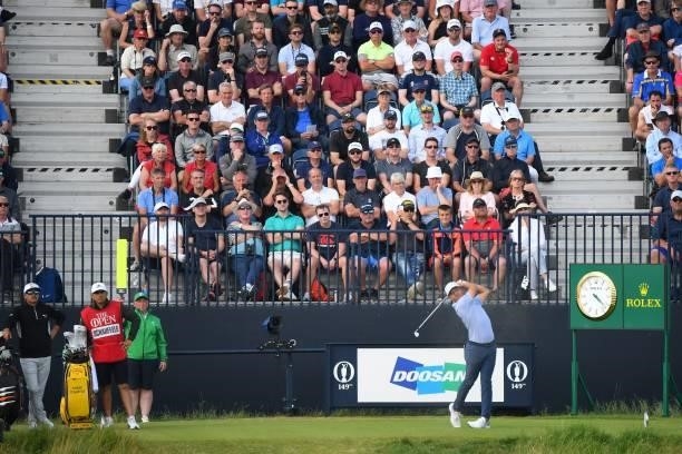 Golfer Xander Schauffele plays from the 6th tee during his first round on day one of The 149th British Open Golf Championship at Royal St George's,...