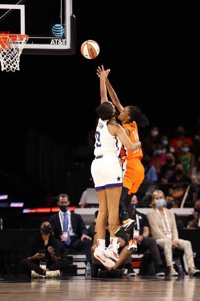 DeWanna Bonner of Team WNBA shoots the ball against the USA Basketball Womens National Team during the AT&T WNBA All-Star Game 2021 on July 14, 2021...