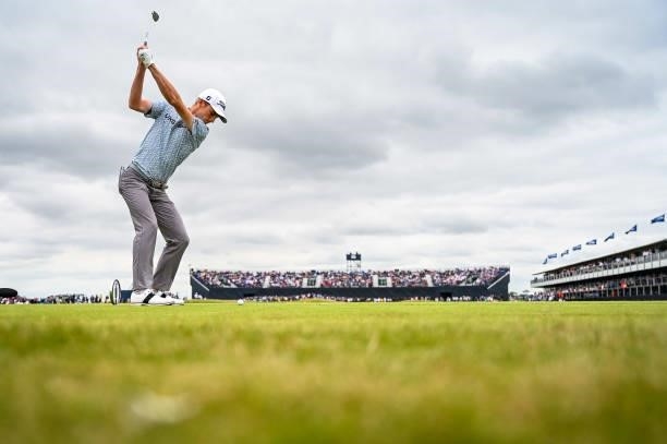 Will Zalatoris at the top of his swing as he plays his shot from the 16th tee during Day One of the 149th The Open Championship at Royal St. Georges...