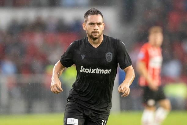 Andrija Zivkovic of PAOK FC looks on during the Pre-Season Friendly match between PSV Eindhoven and PAOK FC at Philips Stadion on July 14, 2021 in...