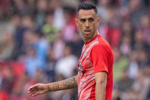 Eran Zahavi of PSV Eindhoven looks on during the Pre-Season Friendly match between PSV Eindhoven and PAOK FC at Philips Stadion on July 14, 2021 in...