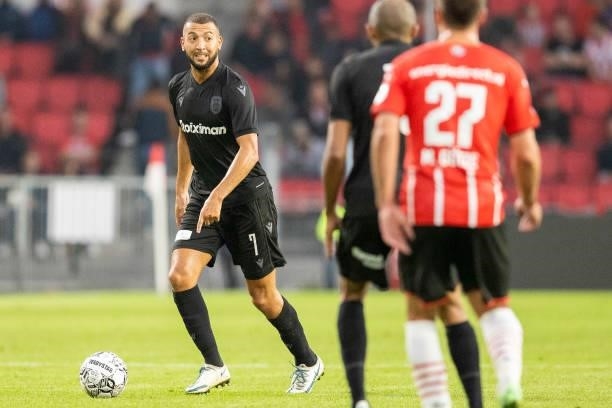 Omar El Kaddouri of PAOK FC controls the ball during the Pre-Season Friendly match between PSV Eindhoven and PAOK FC at Philips Stadion on July 14,...