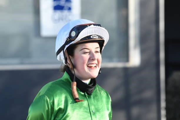 Tayla Childs after Imperial Lad won the The Jai Roderick Memorial Race BM70 Handicap, at Geelong Racecourse on July 16, 2021 in Geelong, Australia.