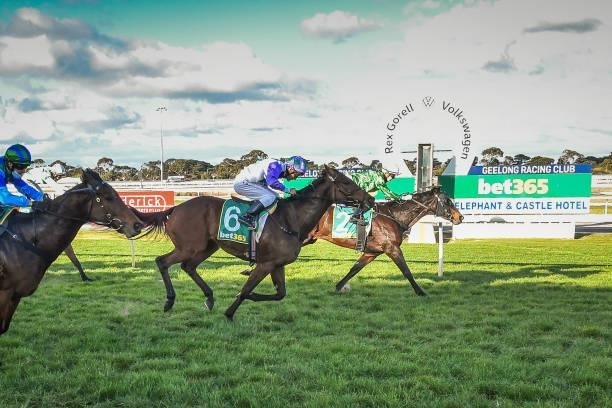 Imperial Lad ridden by Tayla Childs wins the The Jai Roderick Memorial Race BM70 Handicap at Geelong Racecourse on July 16, 2021 in Geelong,...