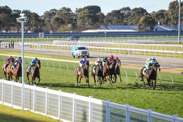 Imperial Lad ridden by Tayla Childs wins the The Jai Roderick Memorial Race BM70 Handicap at Geelong Racecourse on July 16, 2021 in Geelong,...