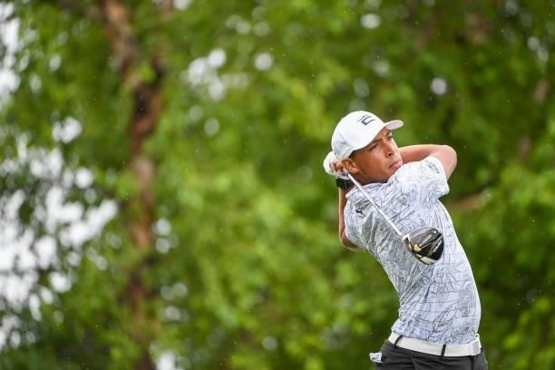 Chase Johnson at the first tee during the second round of the Memorial Health Championship presented by LRS at Panther Creek Country Club on July 16,...