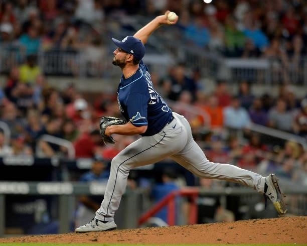 Feyereisen of the Tampa Bay Rays pitches in the fifth inning against the Atlanta Braves at Truist Park on July 16, 2021 in Atlanta, Georgia.