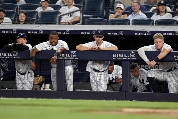 From left to right Hoy Park of the New York Yankees, Chris Gittens of the New York Yankees, Rob Brantly of the New York Yankees and Trey Amburgey of...