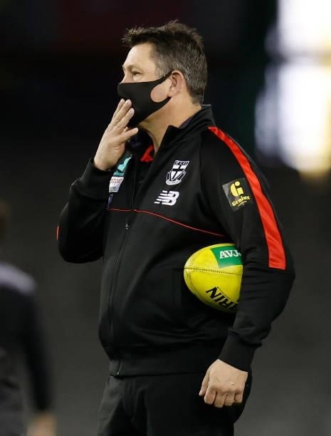 Brett Ratten, Senior Coach of the Saints looks on during the 2021 AFL Round 18 match between the St Kilda Saints and the Port Adelaide Power at...