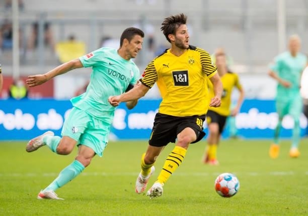 Niklas Dams in action during the 6. Schauinsland-Reisen Cup Der Traditionen match between VfL Bochum and Borussia Dortmund on July 17, 2021 in...